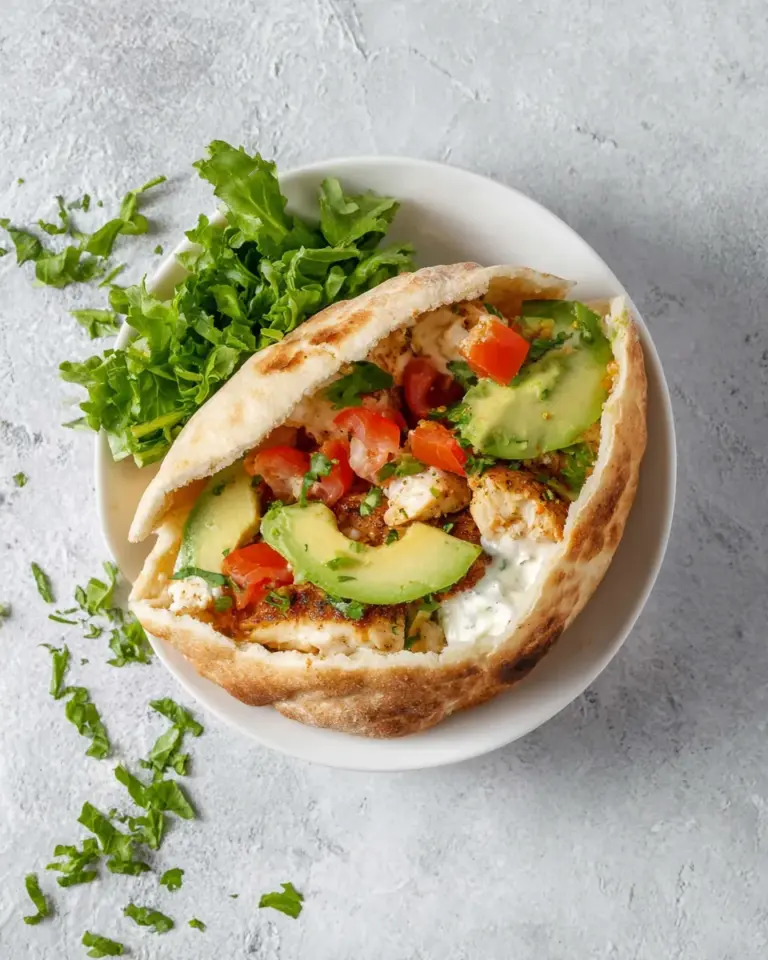 Homemade Healthy Chicken Avocado Pita Sandwich photo