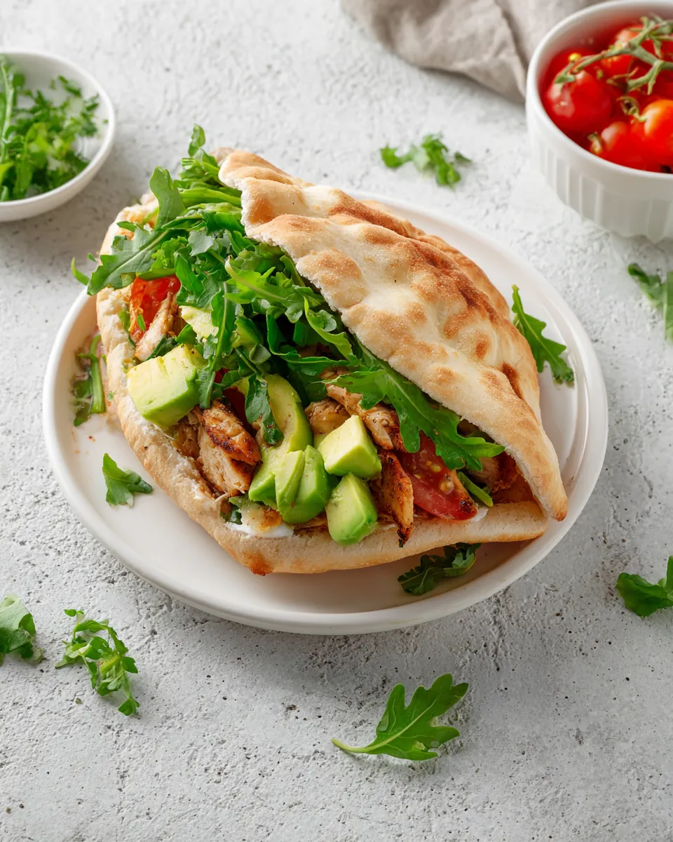 Classic Healthy Chicken Avocado Pita Sandwich image