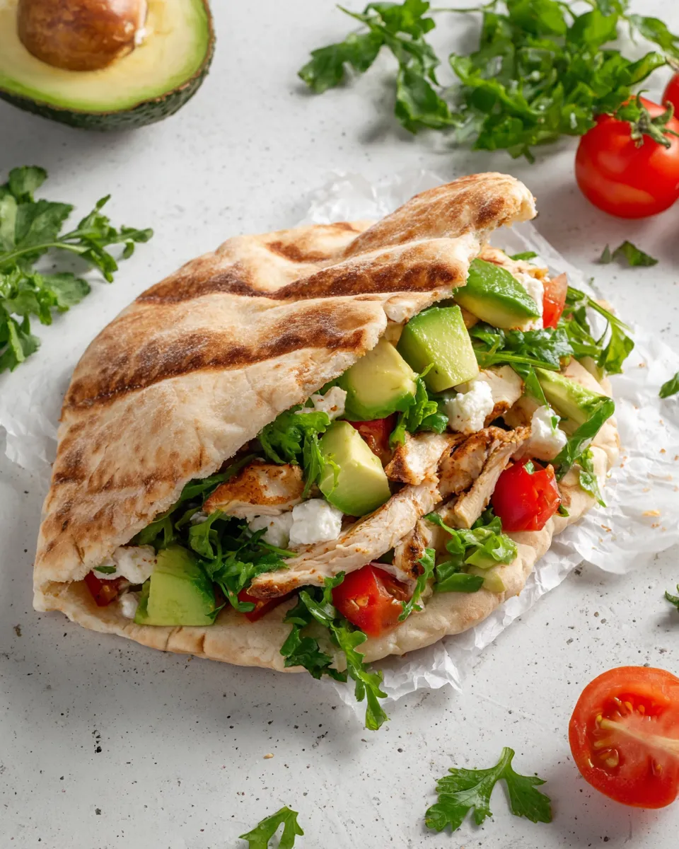 Easy Healthy Chicken Avocado Pita Sandwich recipe photo