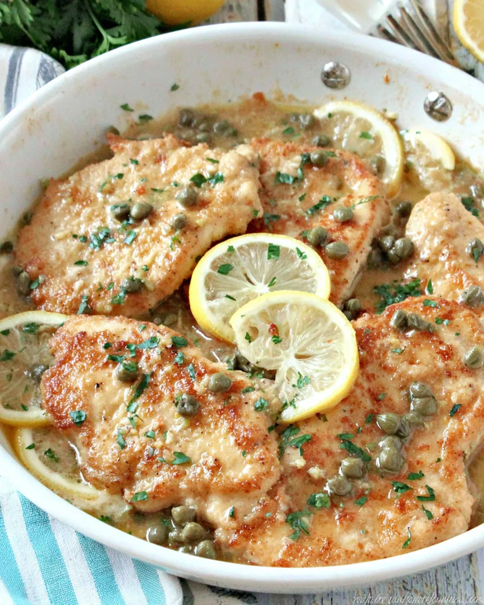 Delicious Healthy Chicken Piccata plate image