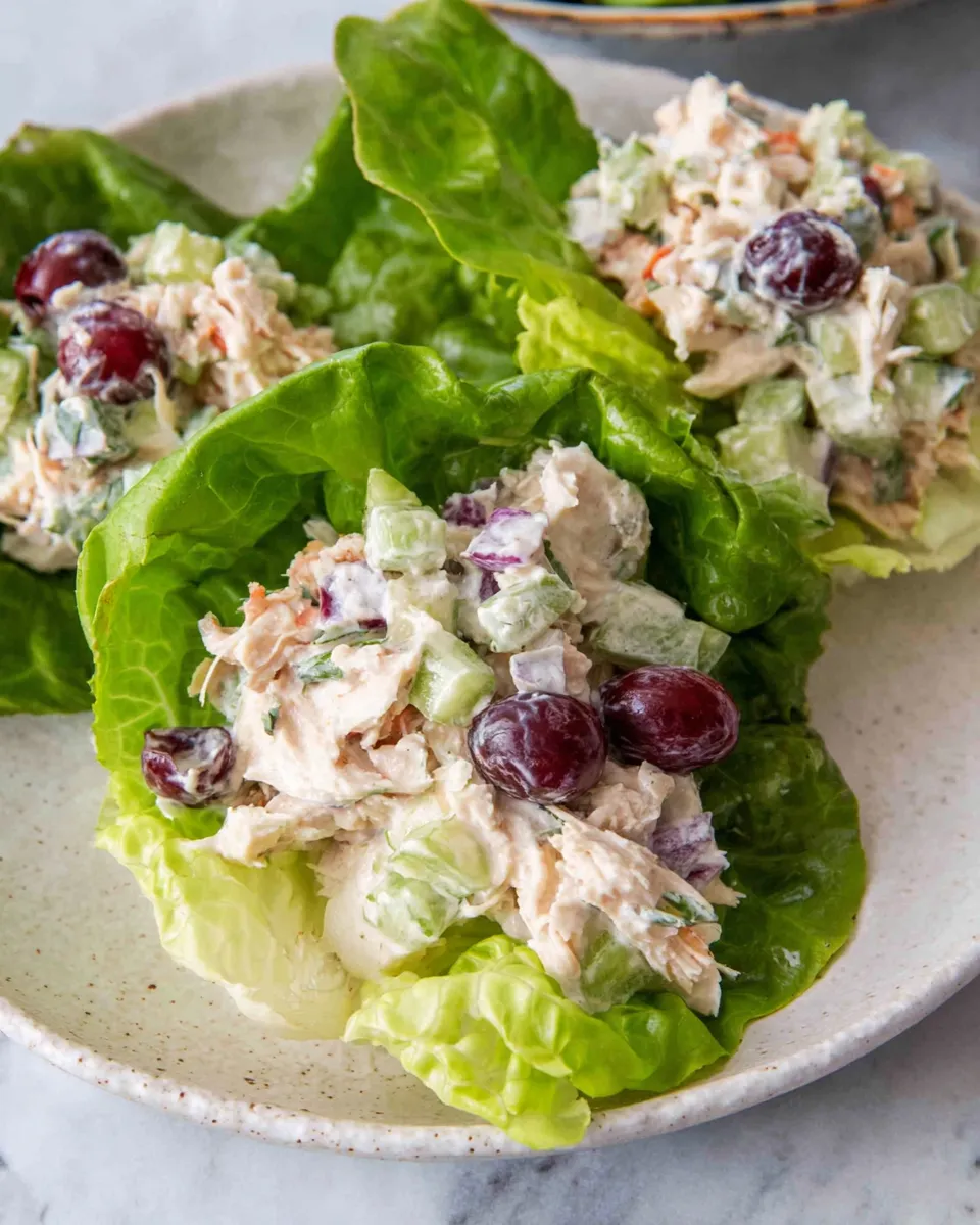 Delicious Healthy Chicken Salad Lettuce Wraps shot