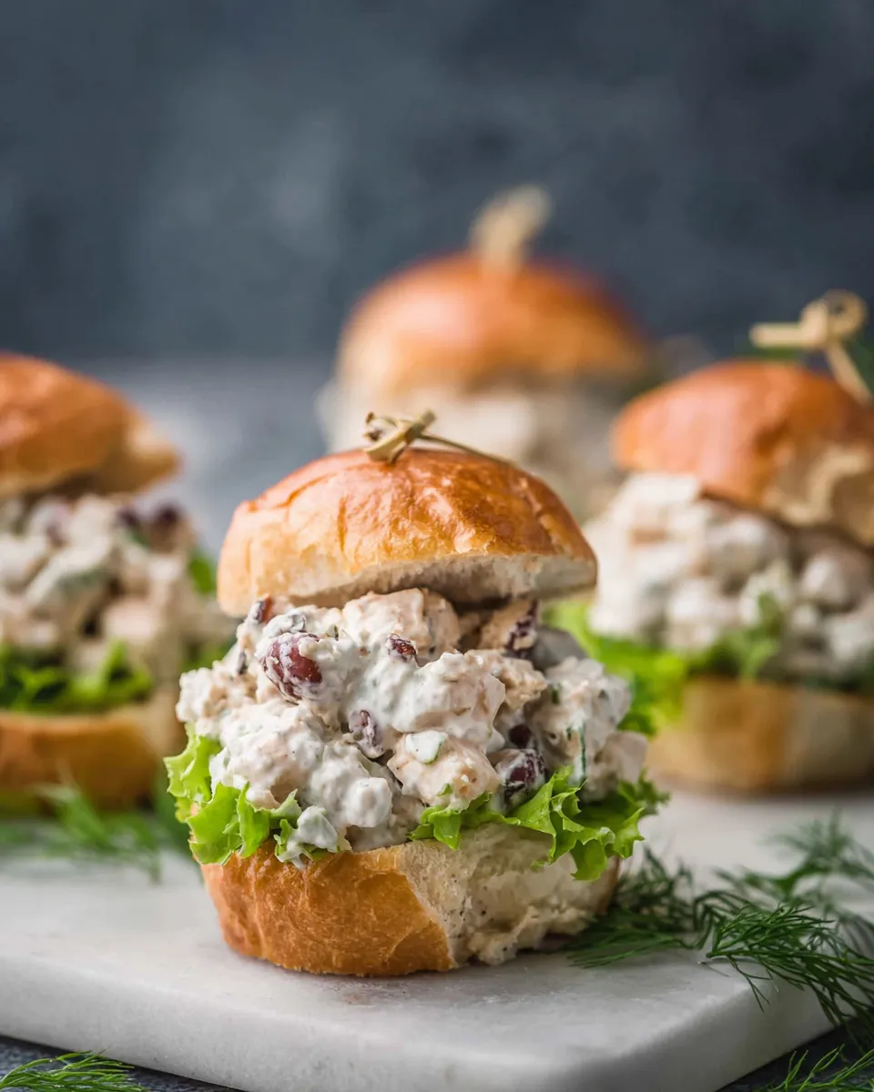 Easy Healthy Chicken Salad Sliders food shot