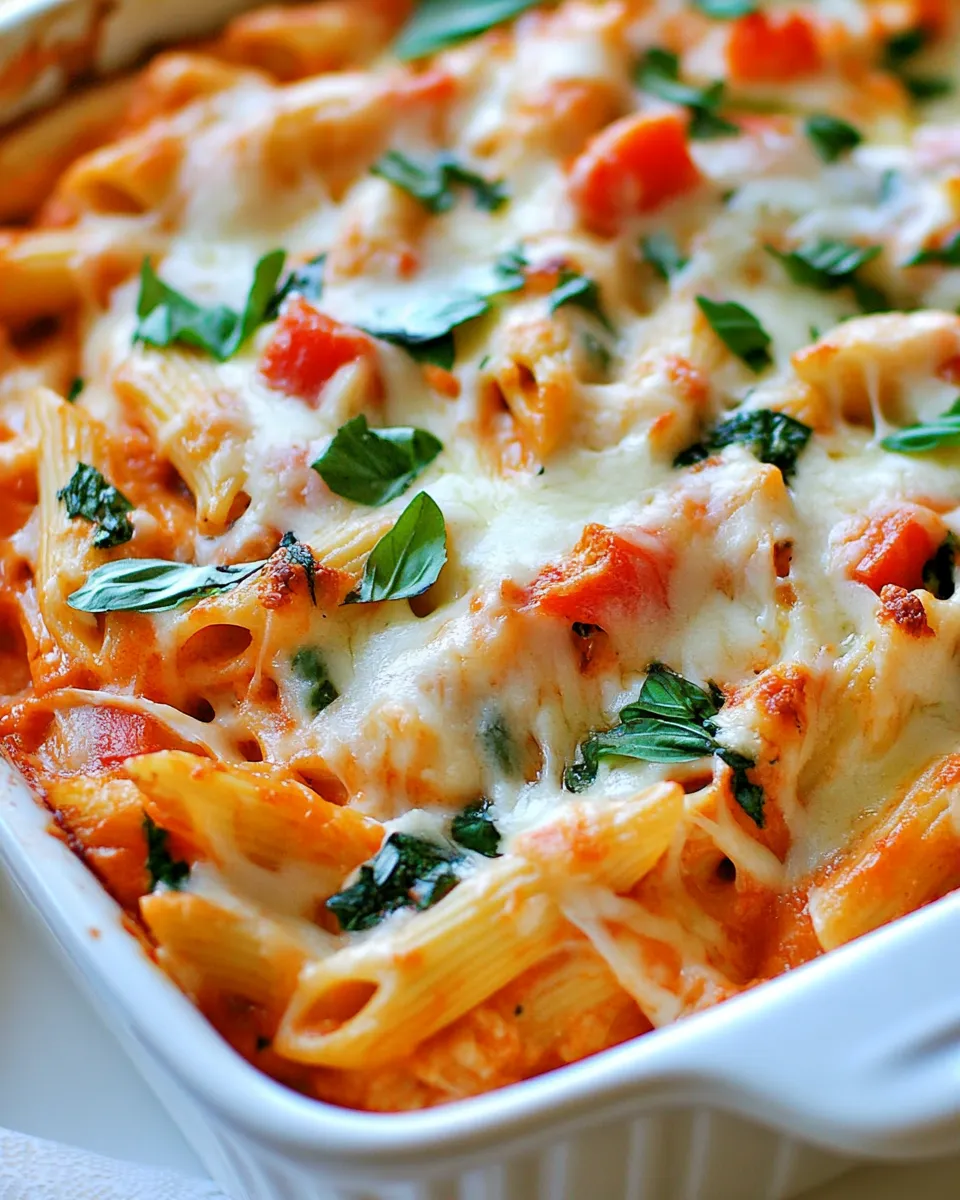Homemade Healthy Three-Cheese Chicken Penne Pasta Bake photo