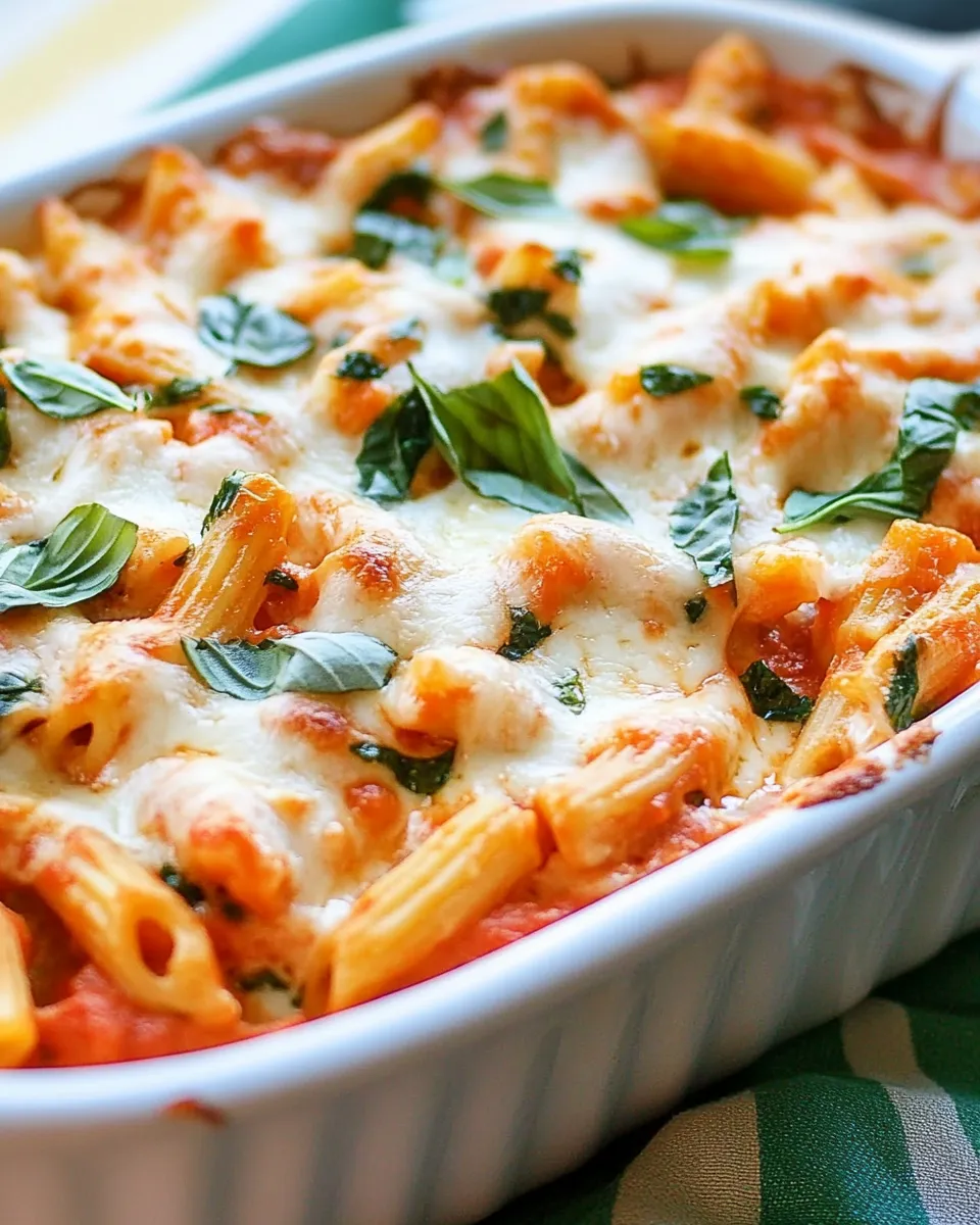Delicious Healthy Three-Cheese Chicken Penne Pasta Bake dish photo