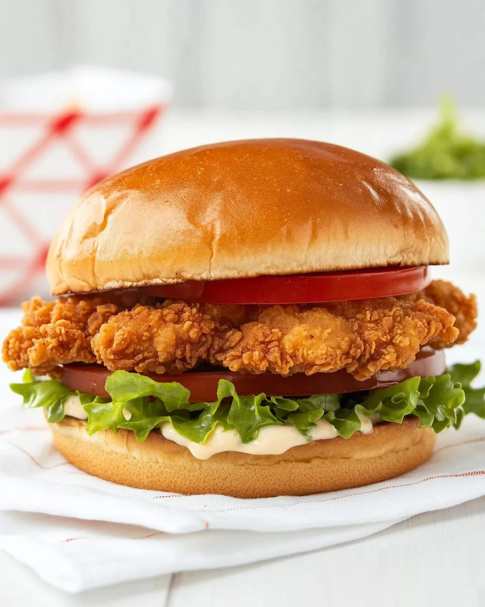 delicious Homemade Burger King BK Royal Crispy Chicken Sandwich shot