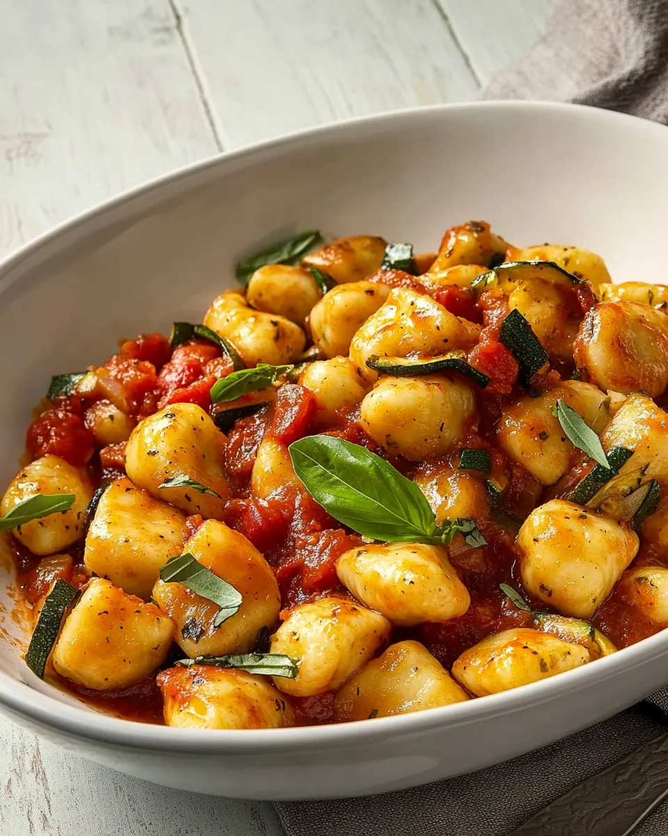 classic Homemade Zucchini Gnocchi in Rustic Tomato Sauce image