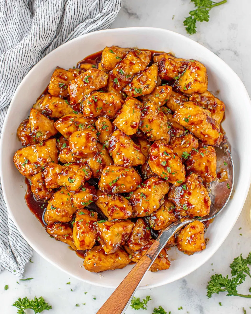 Easy Honey Garlic Chicken Bites food shot