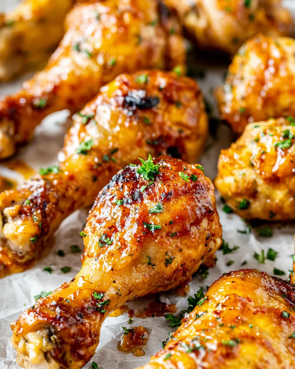 Quick Honey Garlic Chicken Drumsticks food shot