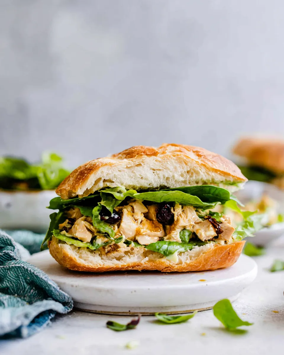 Easy Honey Mustard Chicken Salad Sandwiches food shot