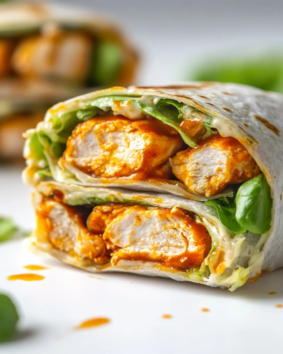 Homemade Hot Honey Buffalo Chicken Wraps. photo
