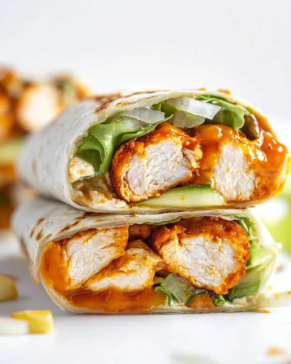 Easy Hot Honey Buffalo Chicken Wraps. recipe image