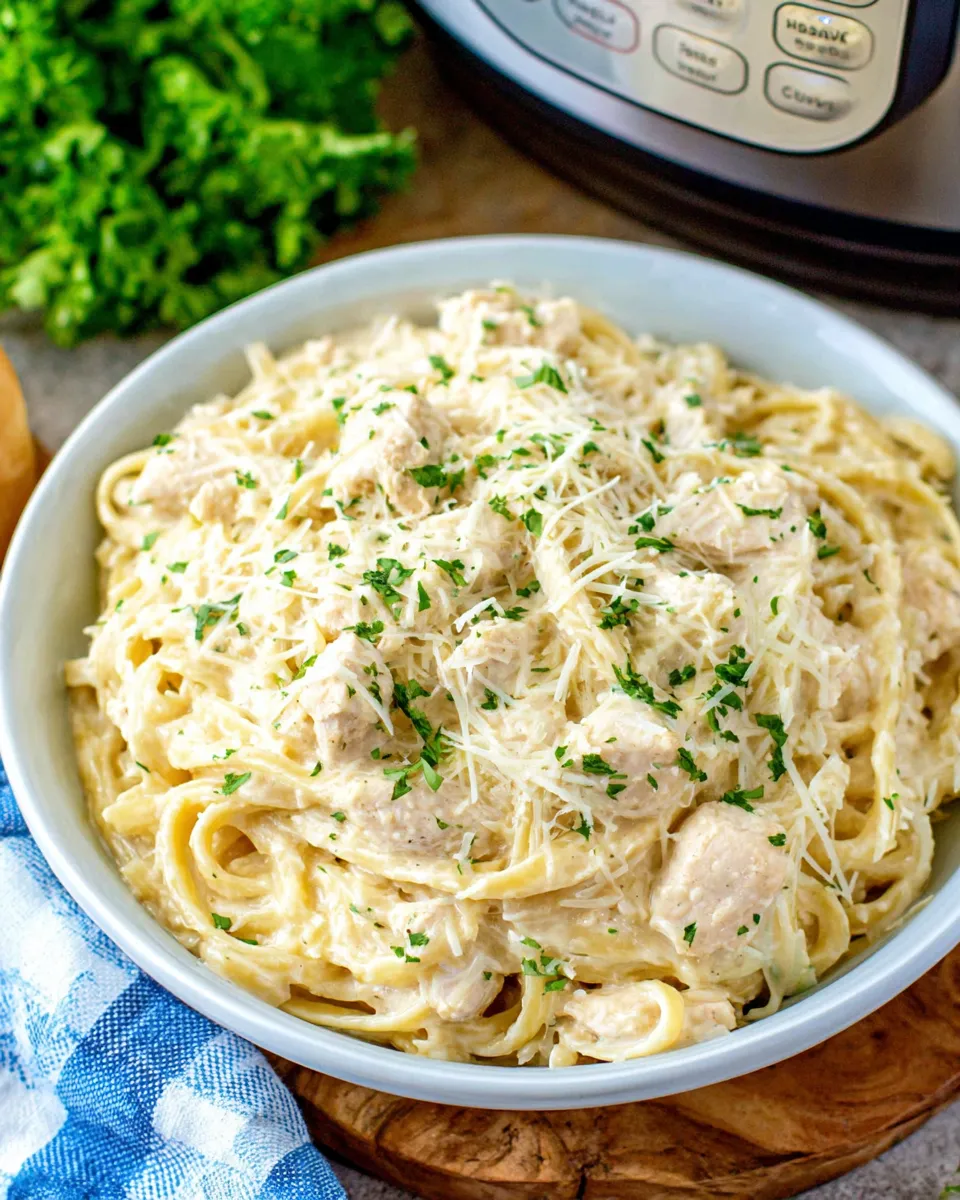 Classic Instant Pot Chicken Alfredo With Jar Sauce plate image