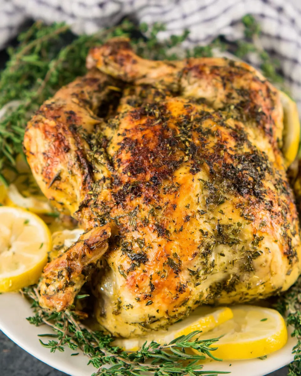 Easy Instant Pot Garlic Herb Rotisserie Chicken food shot