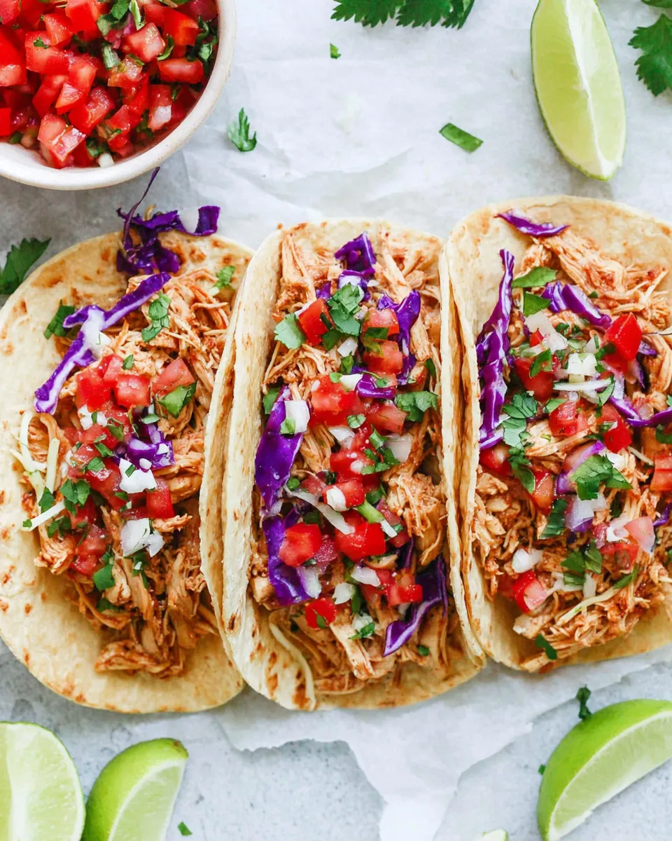 Easy Instant Pot Shredded Chicken Tacos food shot