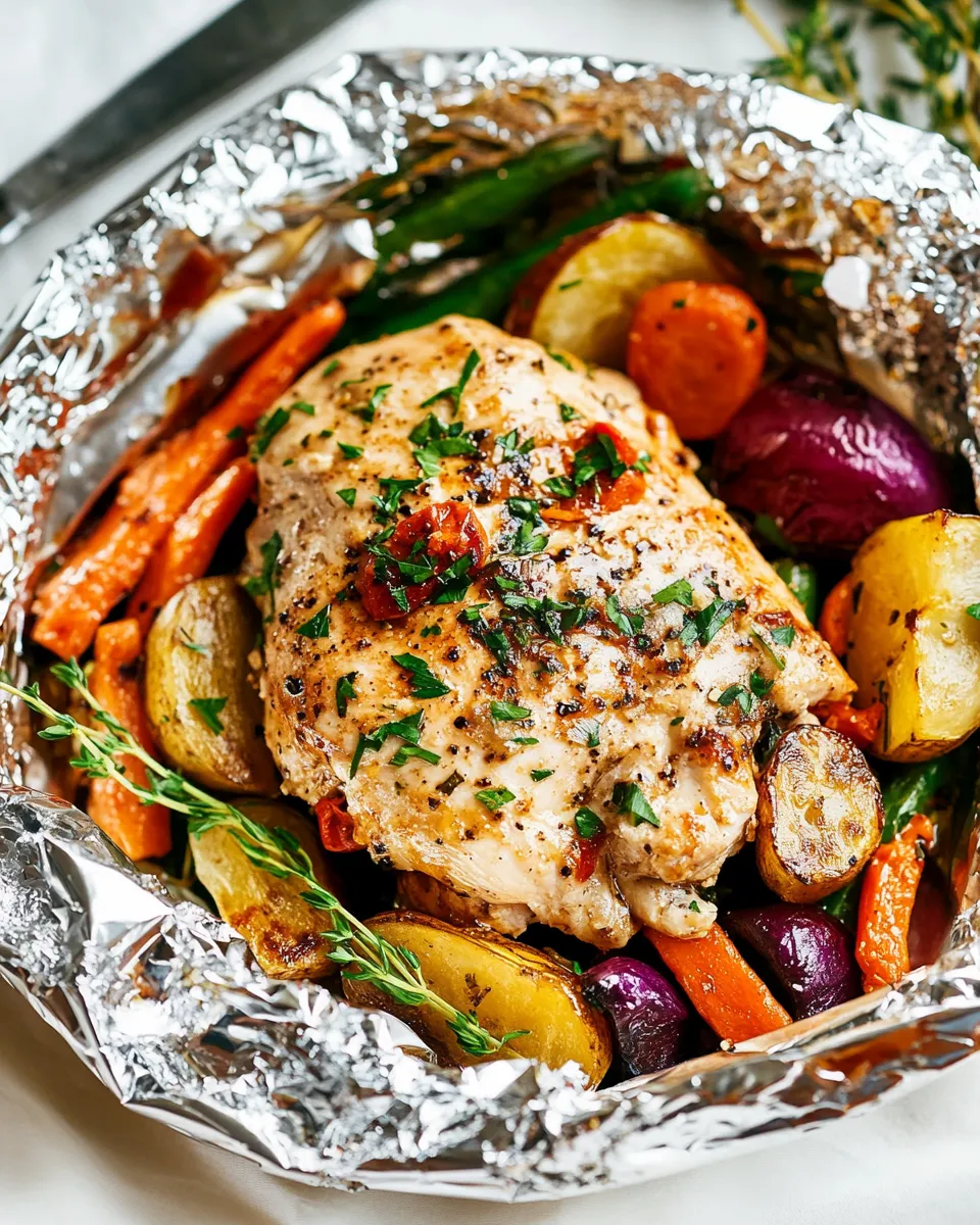 Easy Italian Chicken and Veggies (Foil Pack Meal) recipe image