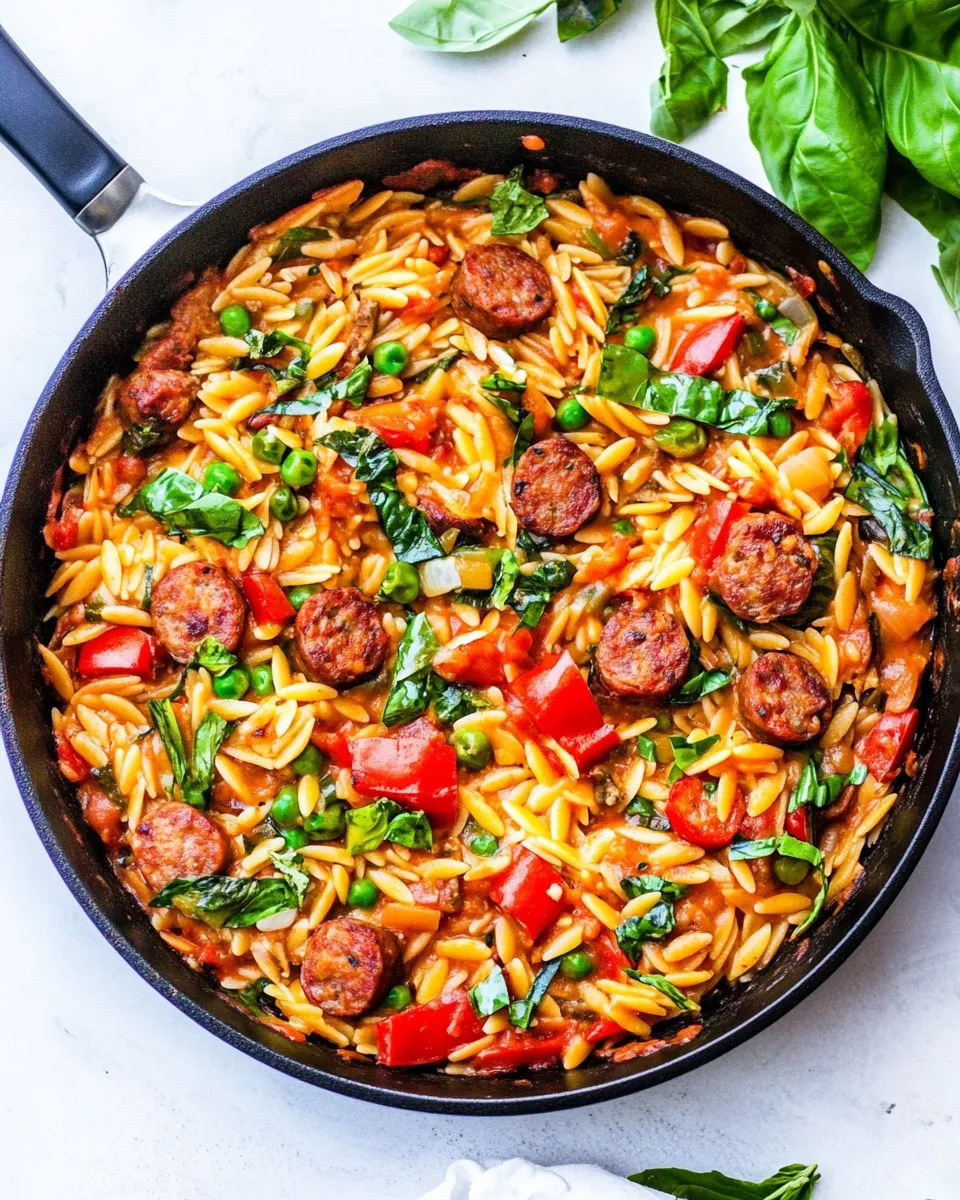 Delicious Italian Orzo and Sausage Skillet dish photo