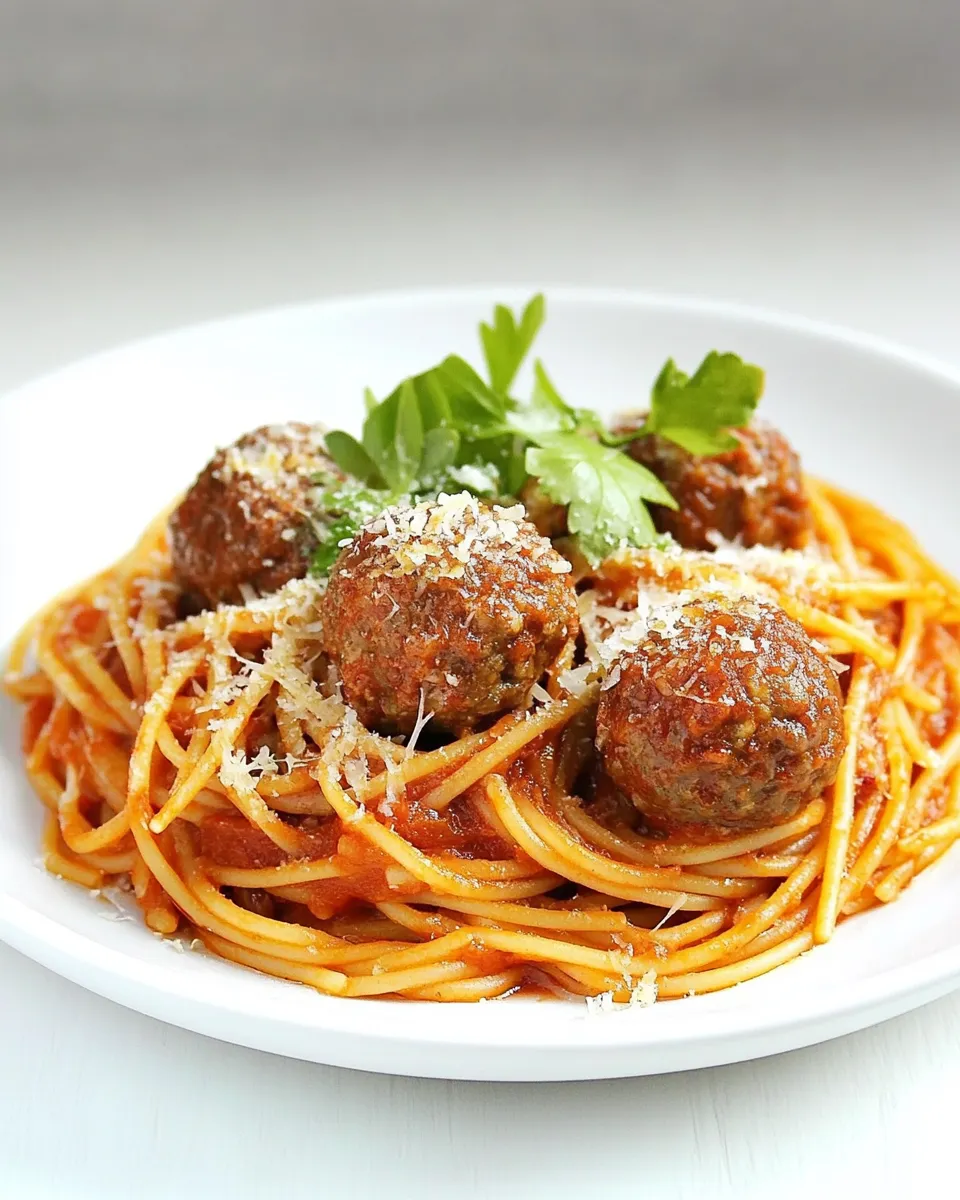 Homemade Italian Spaghetti with Meatballs photo