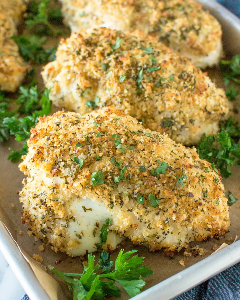 Delicious Italian Style Baked Chicken Cutlets food shot
