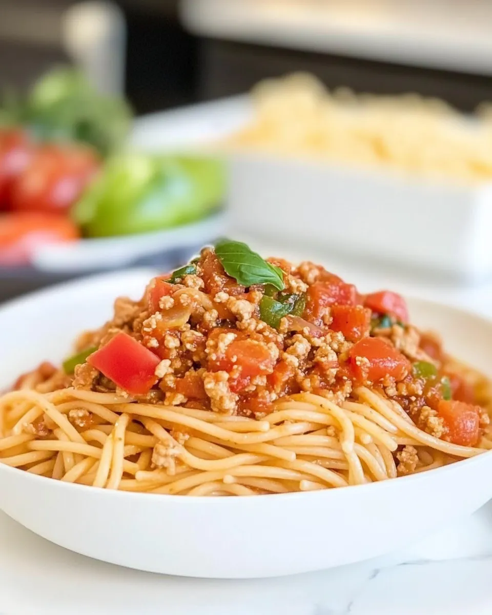 Delicious Italian Style Ground Turkey Spaghetti dish photo
