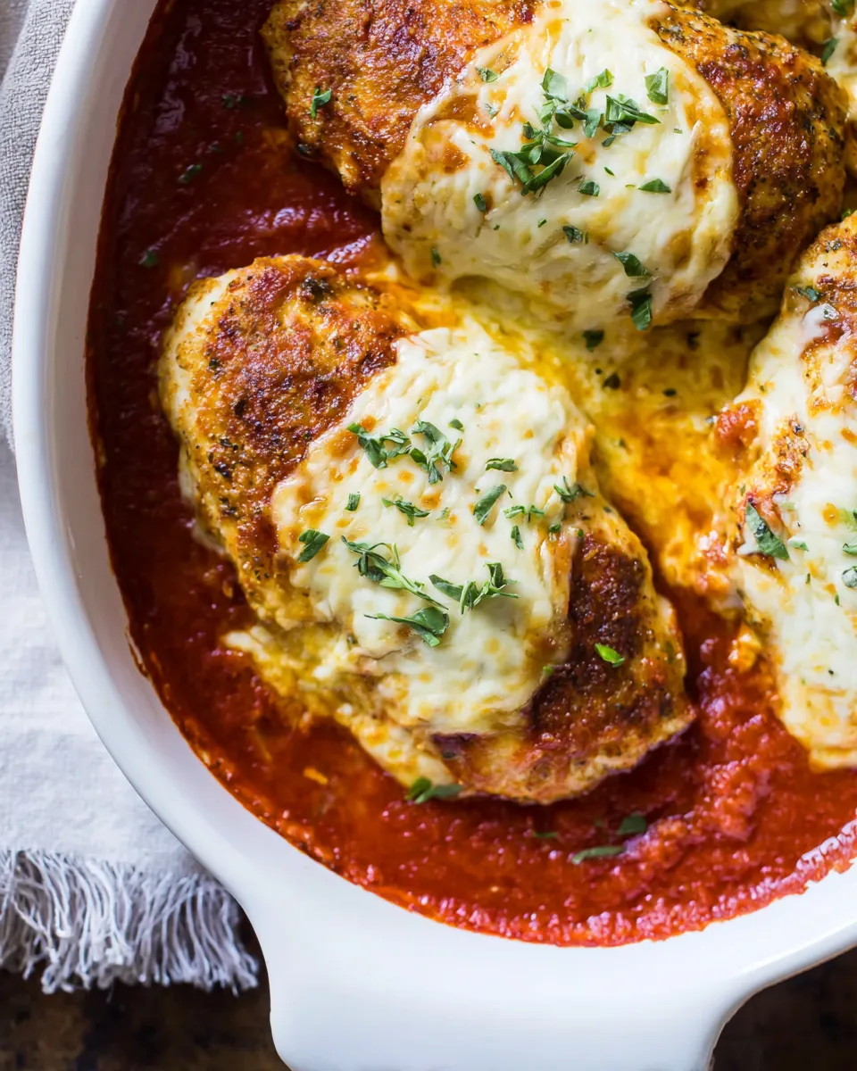 Classic Keto Stuffed Chicken Parmesan dish photo