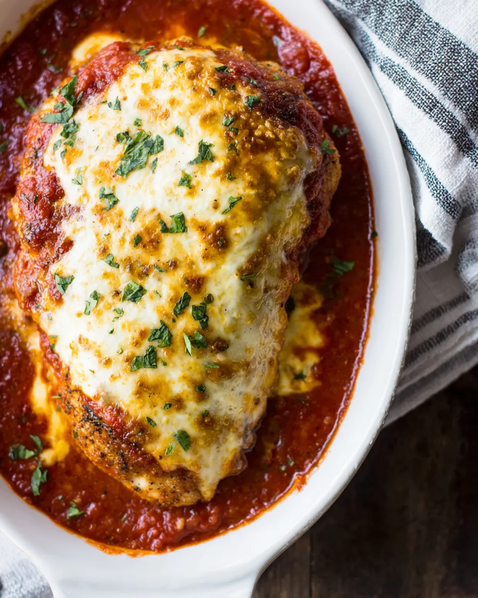 Easy Keto Stuffed Chicken Parmesan food shot