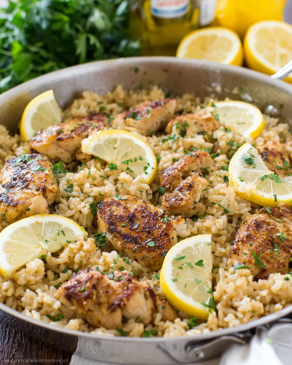 Delicious Lemon Chicken Rice Skillet dish photo