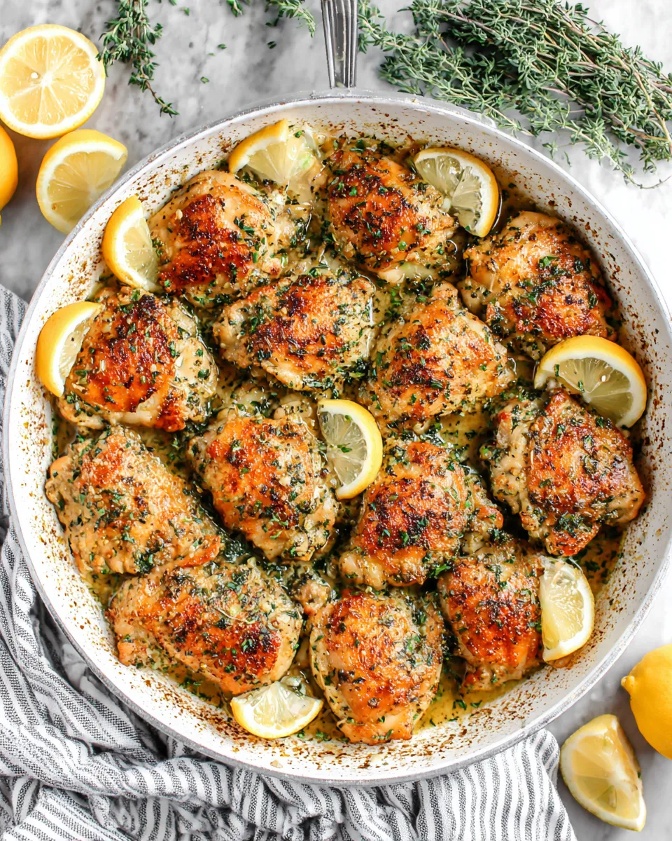 Easy Lemon Garlic Chicken Thighs food shot