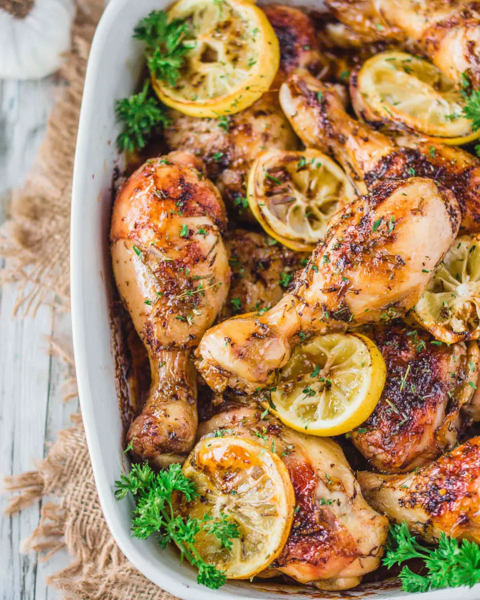Classic Lemon Garlic Roasted Chicken Legs dish photo
