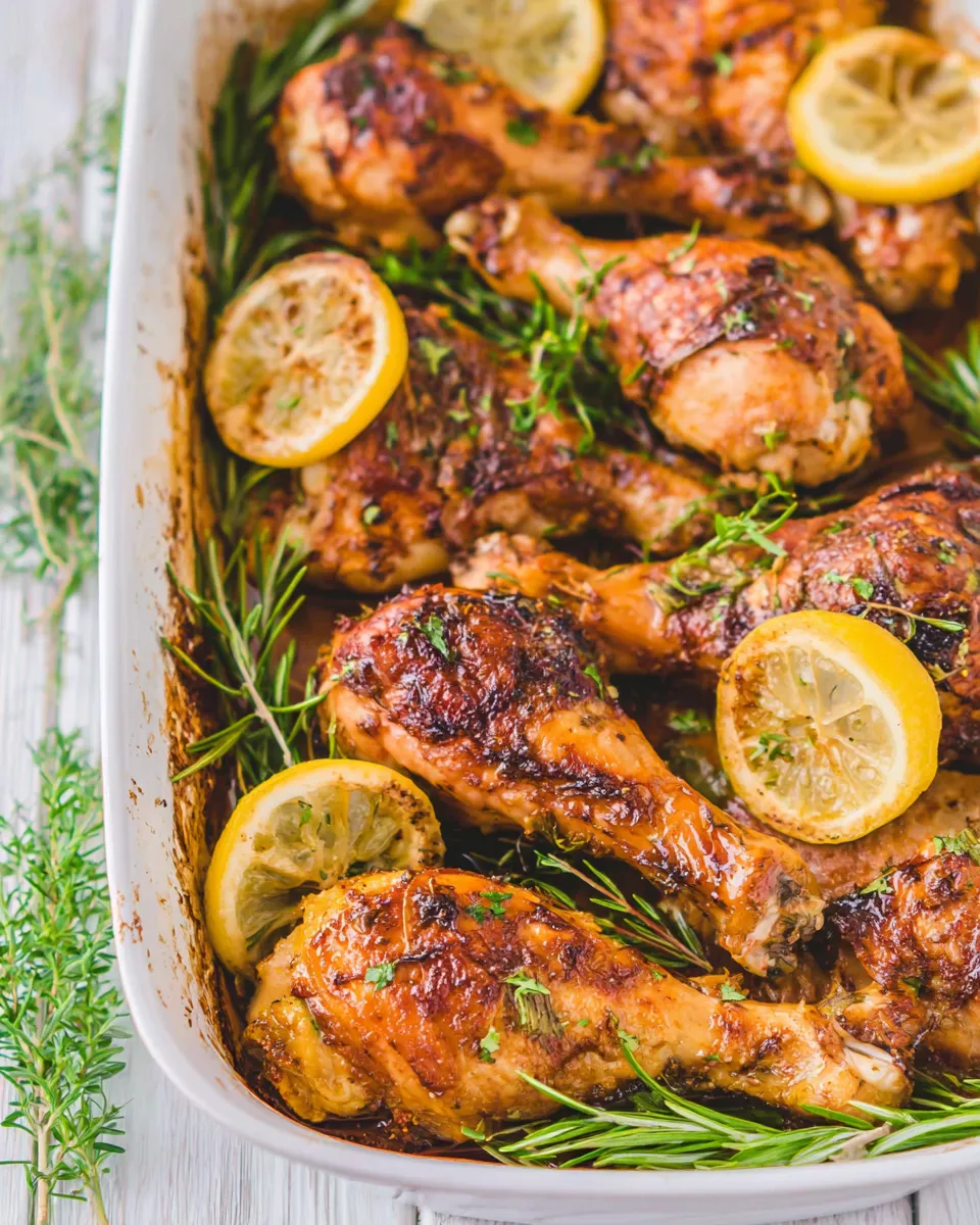 Easy Lemon Garlic Roasted Chicken Legs food shot