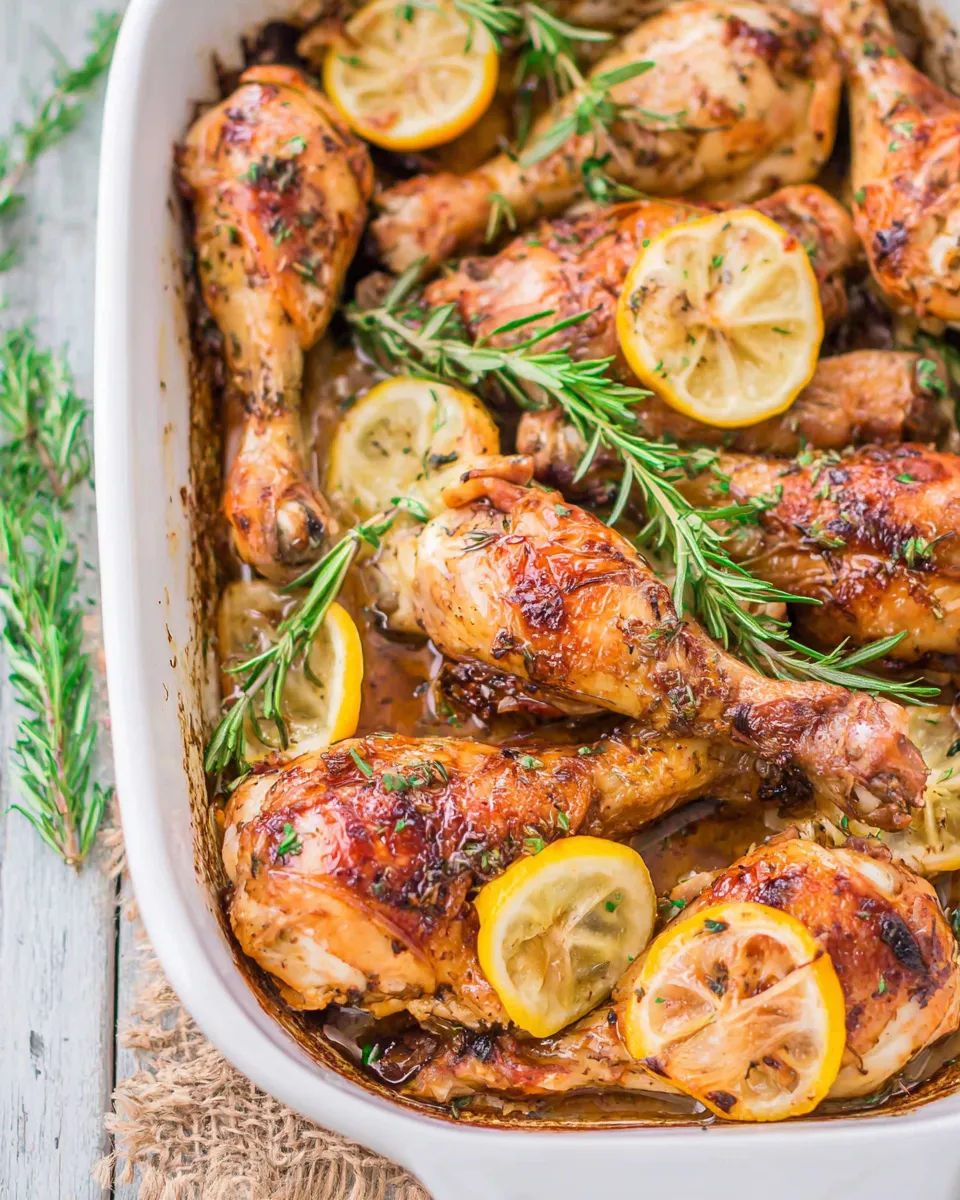 Delicious Lemon Garlic Roasted Chicken Legs plate image