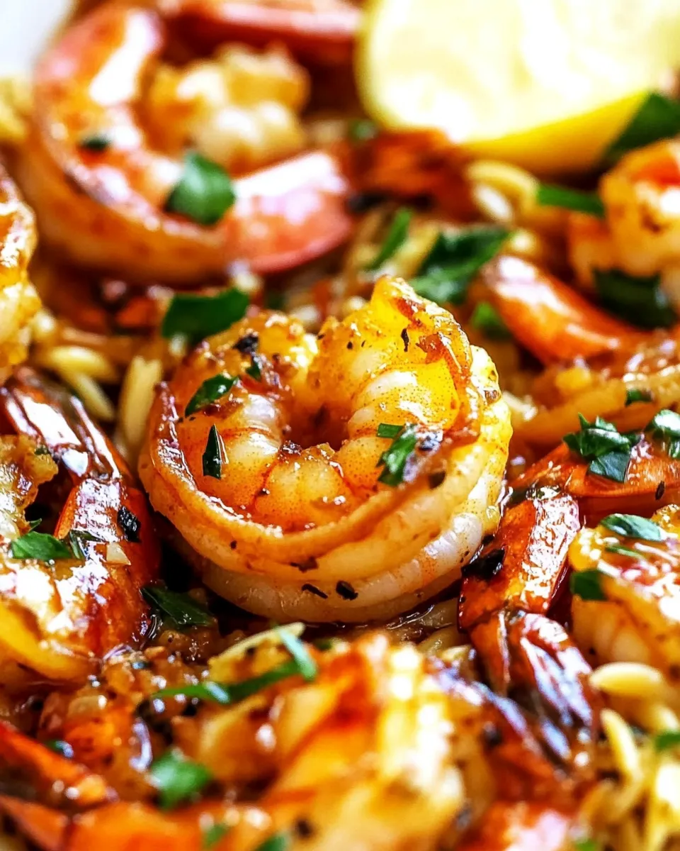 easy Lemon Garlic Shrimp (with Greek Orzo) recipe image