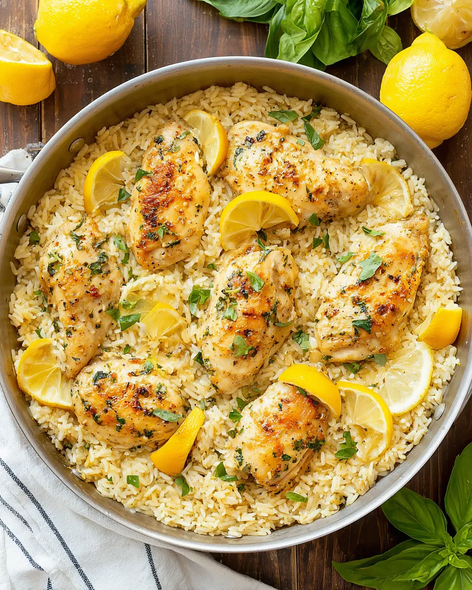 Delicious Lemon Parmesan Chicken and Rice plate image