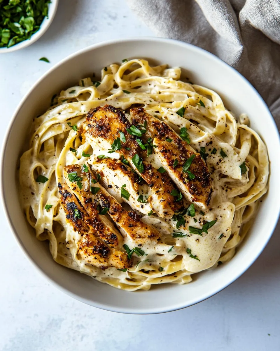 delicious Lemon Pepper Cajun Chicken Fettuccine Alfredo. dish photo