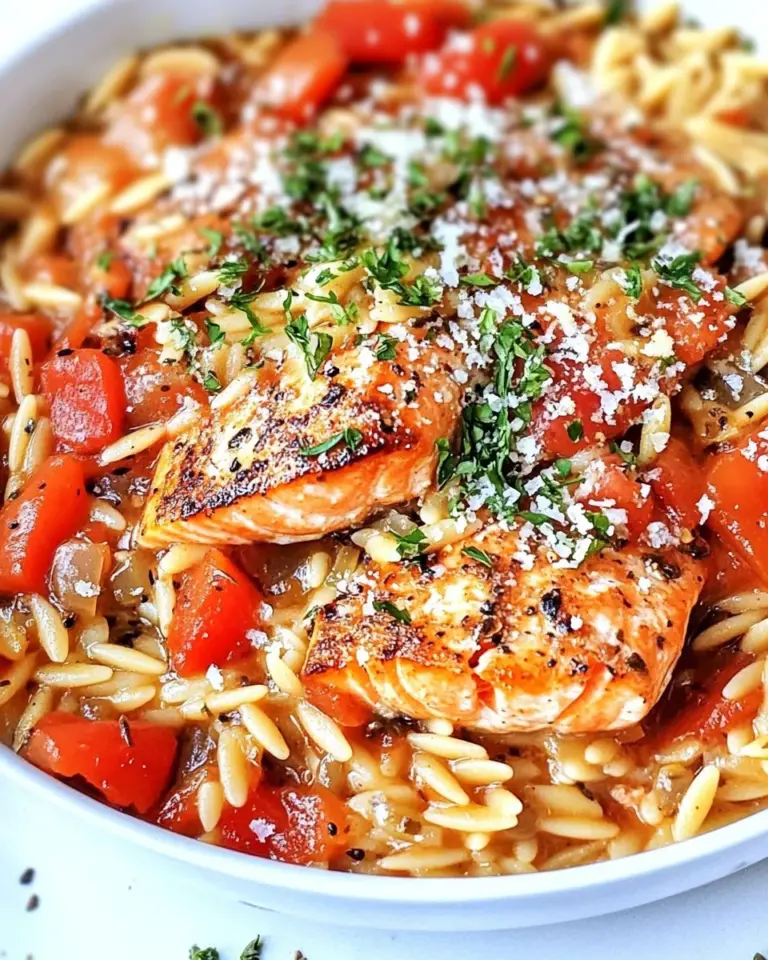 Homemade Light Italian One Pot Salmon & Orzo Recipe photo