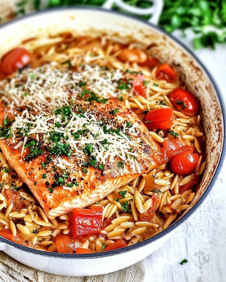 Classic Light Italian One Pot Salmon & Orzo Recipe image