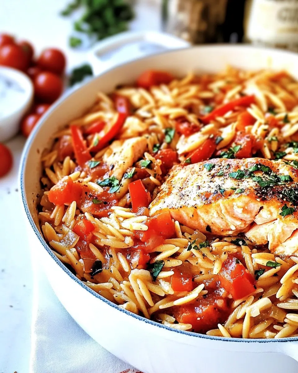 Easy Light Italian One Pot Salmon & Orzo Recipe picture
