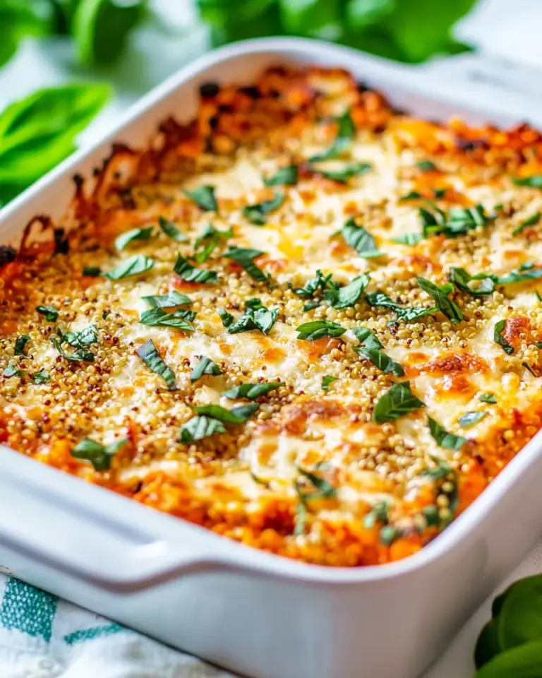 Homemade Lightened Up Cheesy Quinoa Lasagna Bake photo