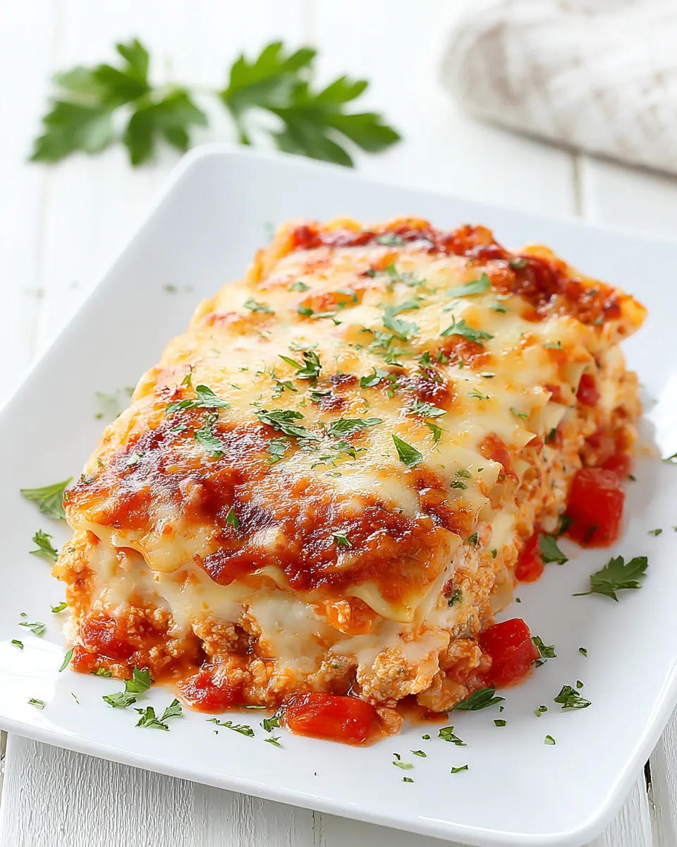 Easy Lightened Up Chicken Parmesan Lasagna food shot