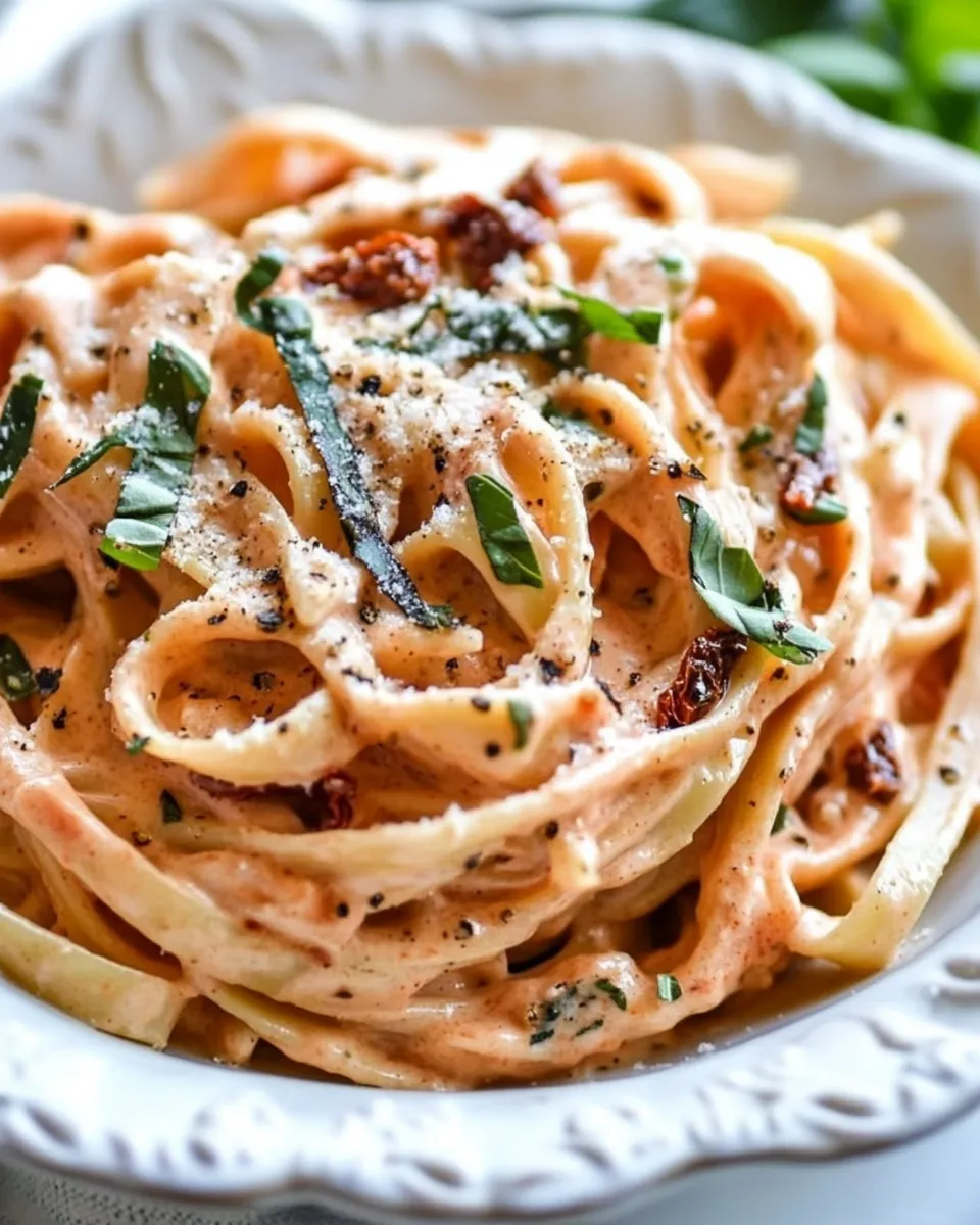 classic Lightened Up Sun-dried Tomato Fettuccine Alfredo image