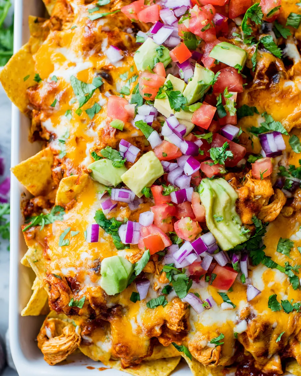 Easy Loaded Chicken Enchilada Nachos recipe photo