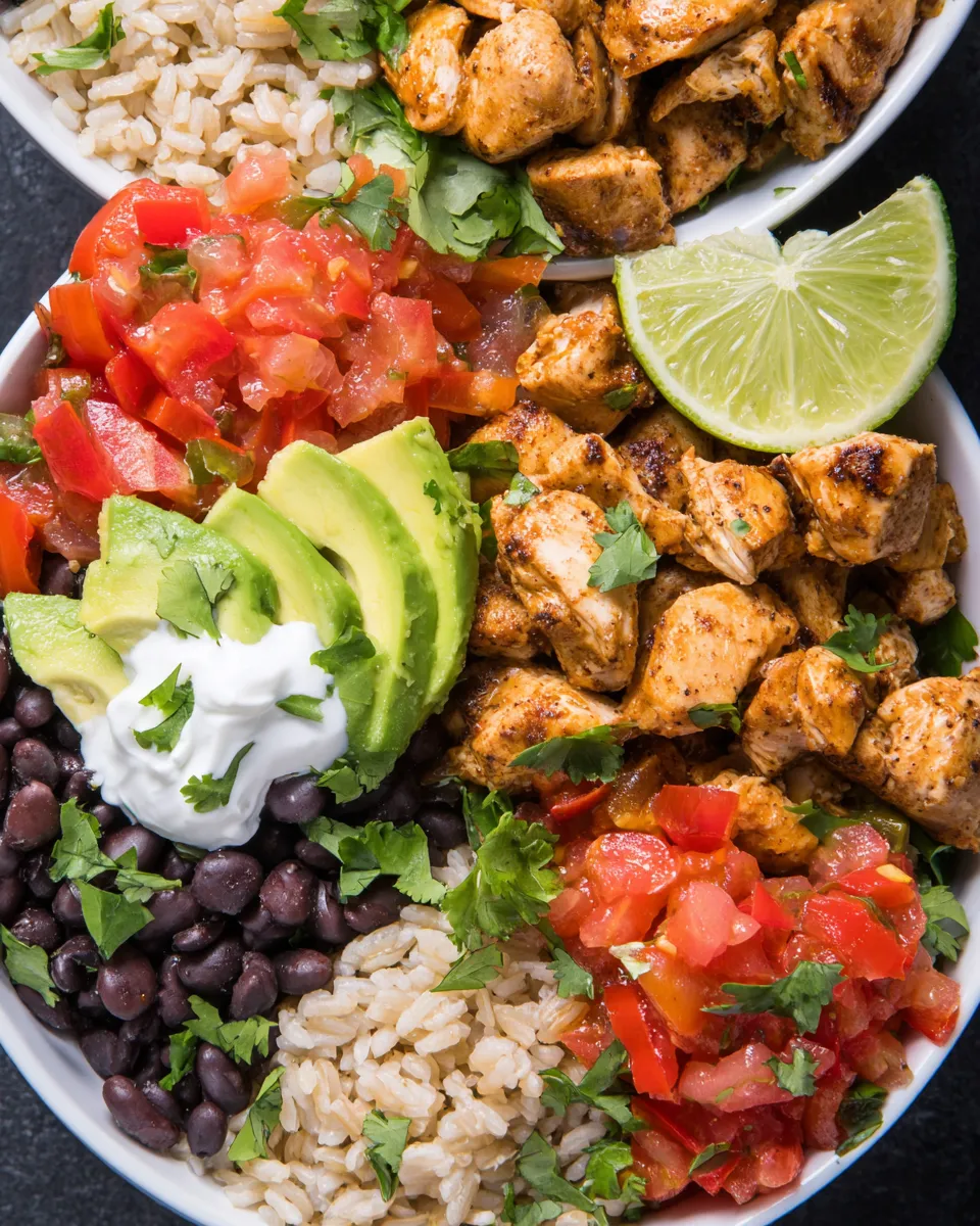 Delicious Meal-Prep Chicken Burrito Bowls recipe image