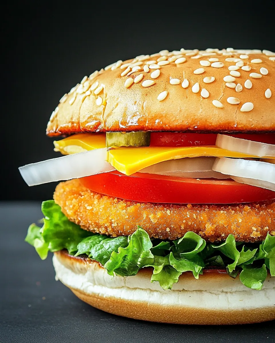 Delicious Meaty Tofu Burger (Whopper Style) food shot