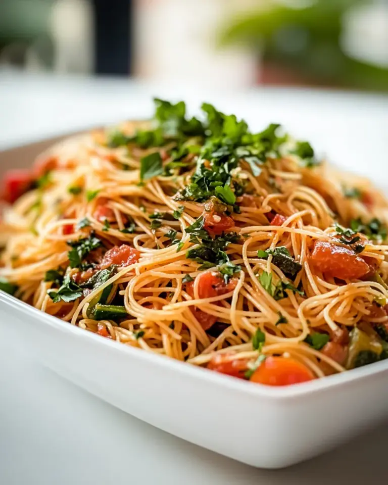 Homemade Mediterranean Angel Hair Pasta photo