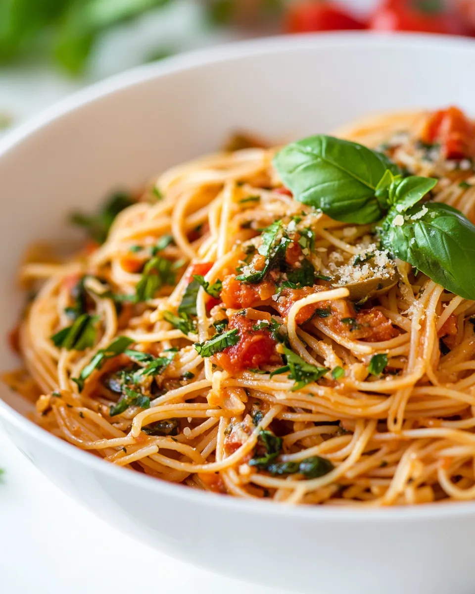 Delicious Mediterranean Angel Hair Pasta dish photo