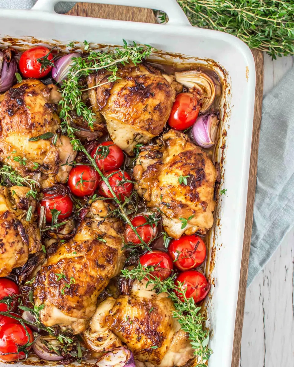 Classic Mediterranean Chicken Bake Recipe (Balsamic Baked Chicken) recipe image
