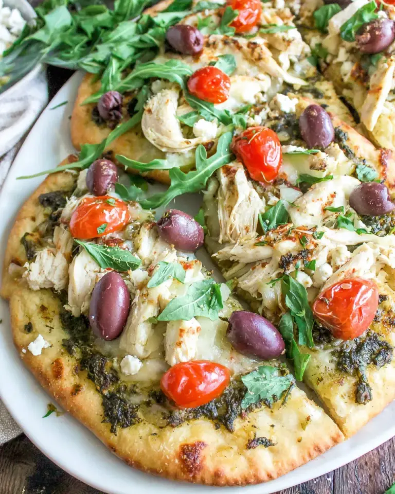 Homemade Mediterranean Flatbread with Chicken photo