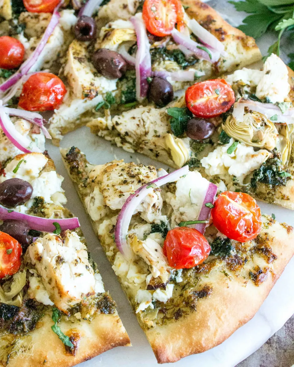Classic Mediterranean Flatbread with Chicken dish photo