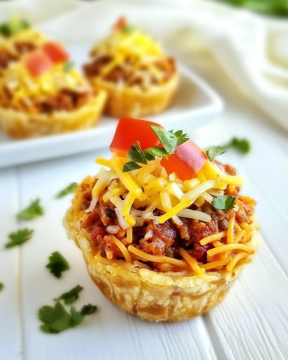Classic Mini Taco Spaghetti Pies image