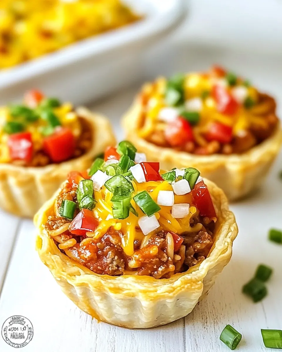 Delicious Mini Taco Spaghetti Pies dish photo