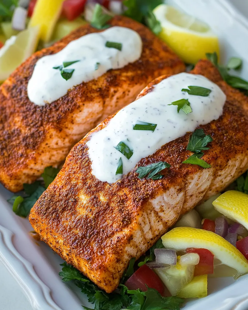 easy Moroccan Spiced Salmon with Lemon Yogurt Sauce picture